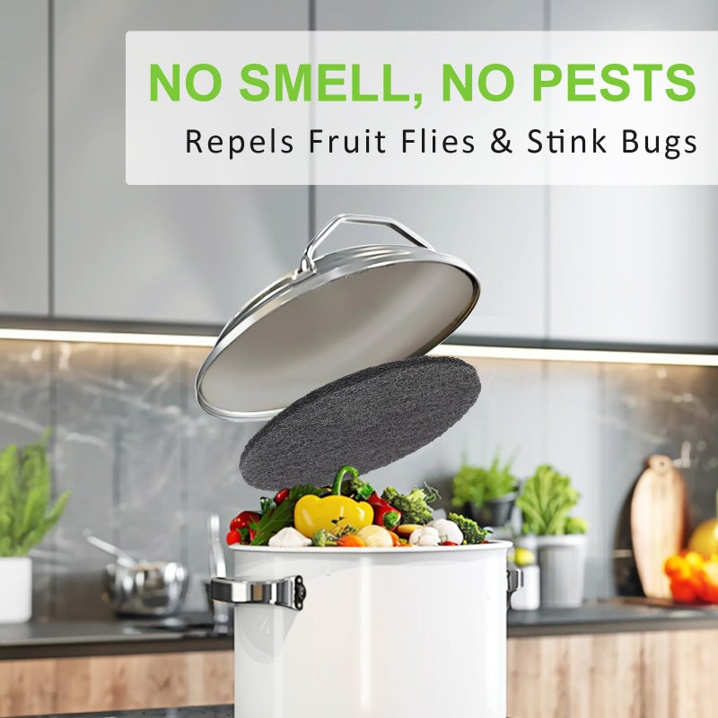 ddLUCK فلتر سلة النفايات الغذائية ddLUCK 6 عبوات، فلاتر كربون نشط دائرية، فلاتر فحم سميكة قابلة للاستبدال لإزالة الروائح لجميع دلو القمامة، سمك 1 سم - Image 2